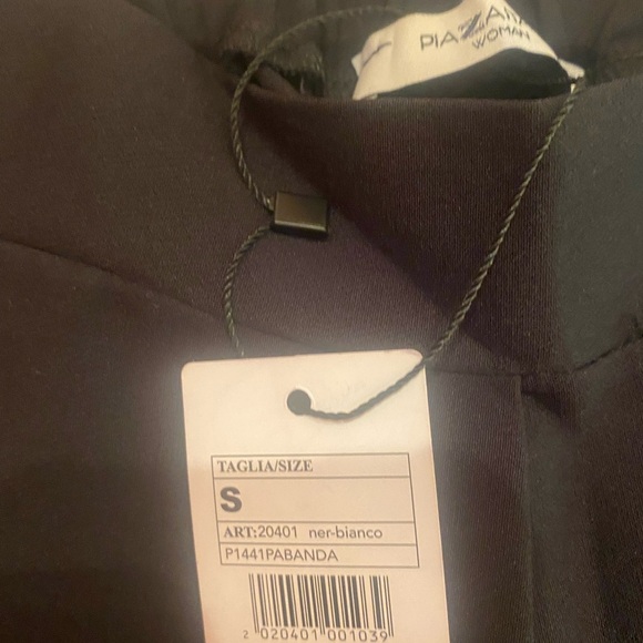 Piazza Italia Black Side Stripe Woman’s Ner-Bianco Pants Trousers Size Small - Picture 5 of 10